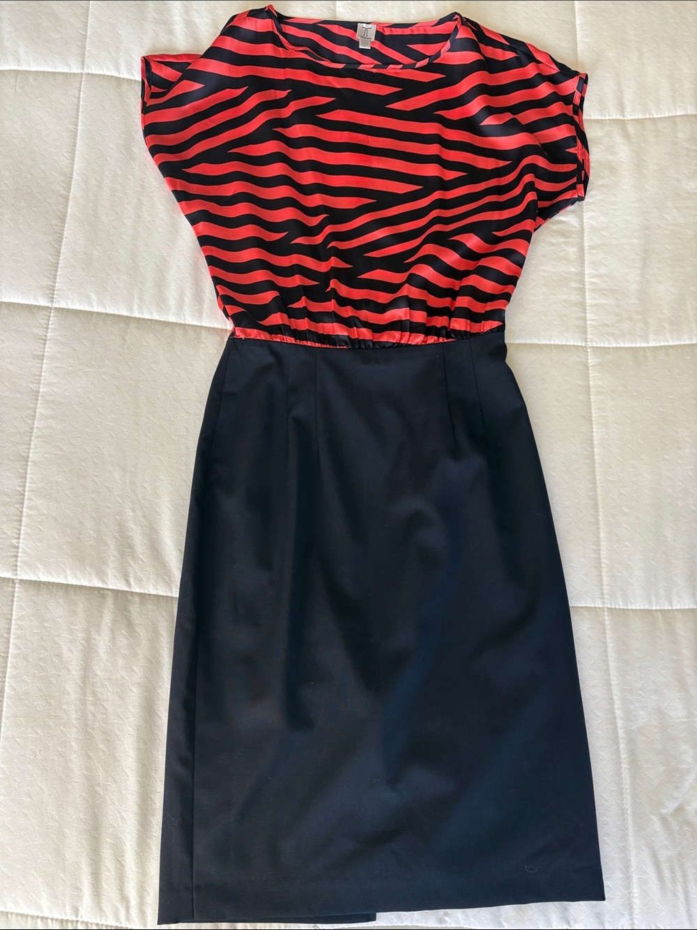 Coral and Navy BluePrint Top Midi Dress